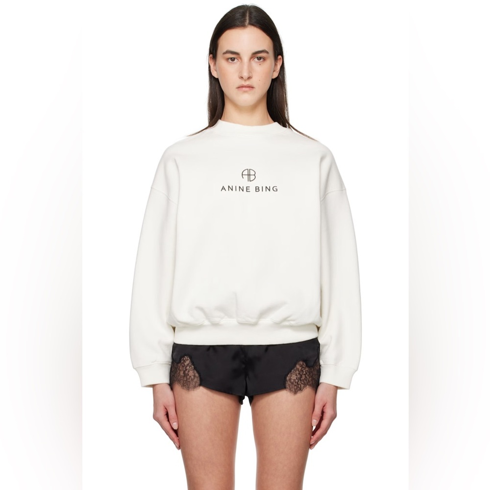Anine Bing Cream Logo Sweater